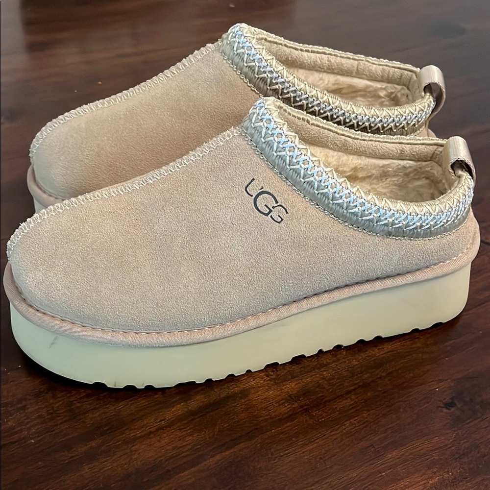 UGG Beige Slip-On Platform Shoes